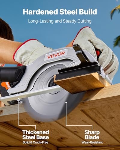 VEVOR 20V Cordless Circular Saw, 7-1/4" Brushless Circular Saw for Makita 18V Battery, 5000 RPM, 0-45 Degree Bevel Capability, LED Light, Kit with Battery and Charger Included, for Wood Cutting - size: 7-1/4 in