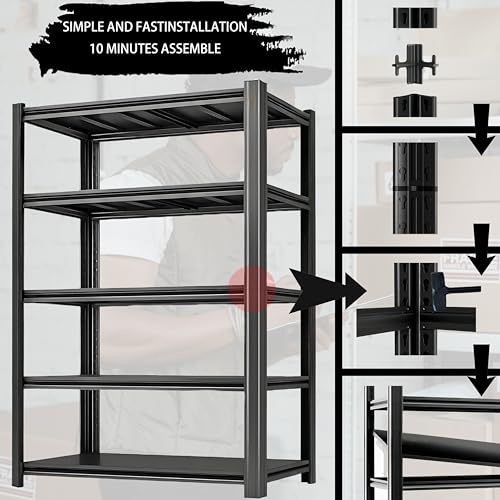 6-Tier Heavy Duty Garage Shelving, 3,600 lbs Capacity Adjustable Metal Storage Shelving Unit for Garage, Basement, Warehouse and Workshop, 54.5" W x 22.8" D x 83" H - size: 6T 55"W x 23"D x 83"H