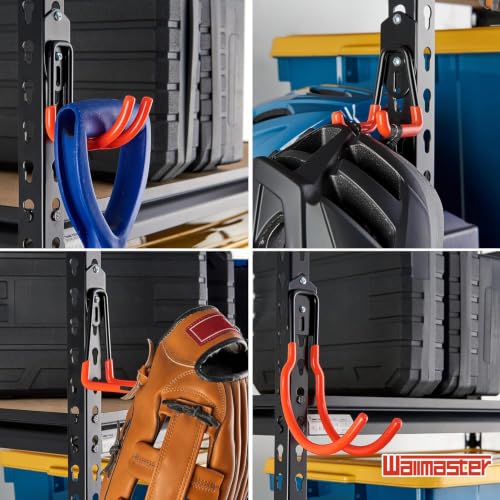 Wallmaster Garage Hooks Organizer Kit, 12 Pack Adjustable Shelving Hooks - size: 12 pcs-Orange