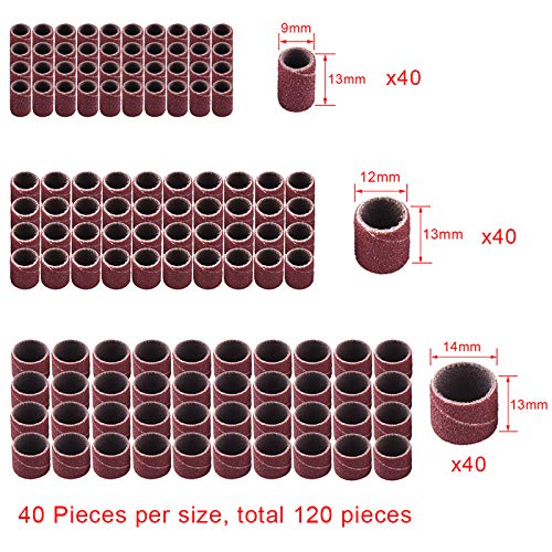 AUSTOR 132 Pieces Aluminum Oxide Sanding Drum Set with Free Box | Including 120 Pieces Drum Sander Sanding Sleeves,12 Pieces Drum Mandrels, for Dremel Rotary Tool