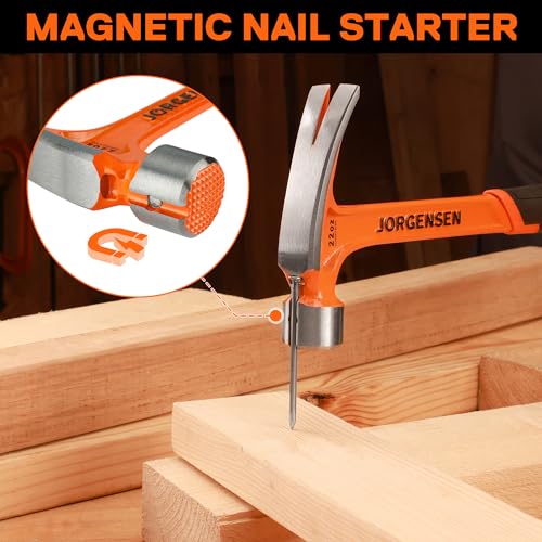 JORGENSEN 22 oz One-piece Forged Framing Claw Hammer with Nail Holder - size: 22 oz