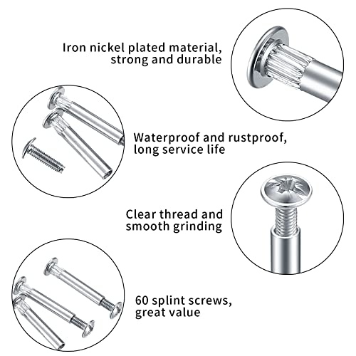 Furniture Joint Bolt & Sleeve Cap Nuts, 130 Pcs Furniture Connectors with Binding Barrels, Cabinet Panel Connectors with Philips Head for Wood Cupboard Bed