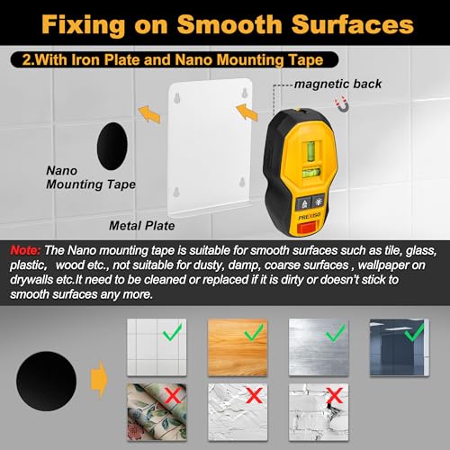PREXISO Rechargeable Cross Line Laser Level & Magnetic Stud Finder, 2-in-1 Leveler Tool, Non-Electronic Stud Finder