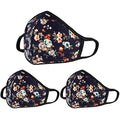 Cloth Face Mask for Women, Men - Reusable Fabric Masks with Nose Wire - color: Pack 3 Floral