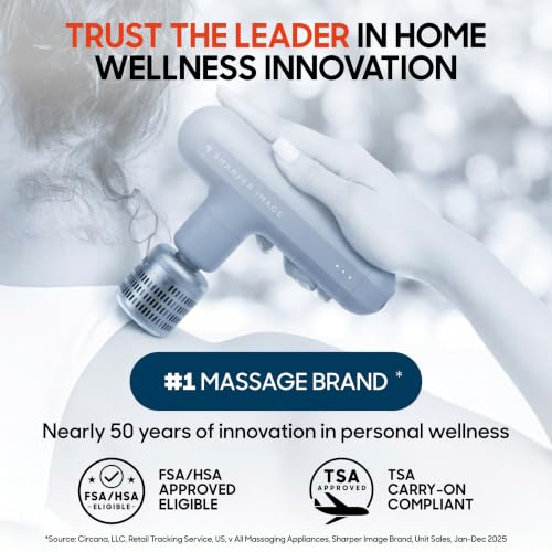 Sharper Image Powerboost Move Heat & Cold Mini Percussion Massage Gun - color: Navy - Hot + Cold