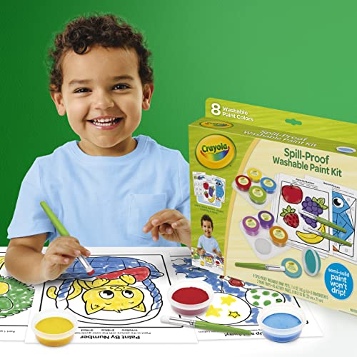 Crayola Spill Proof Paint Set (8ct), Washable Toddler Paint Kit - size: 1 Count (Pack of 1), style: Spill Proof Paints