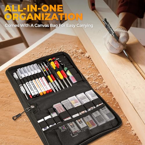 Nicpro 39 Pack Carpenter Pencil Set with Sharpener, Canvas Case - size: 39 Pack
