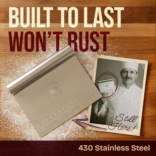 Superbaking Multipurpose Bench Scraper, 6" Grill & Dough Scraper with Ruler - size: Stainless Steel Grip