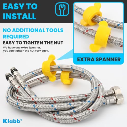 Klabb Sink Faucet Water Line Kit, 32" Flexible Braided Connector Hose