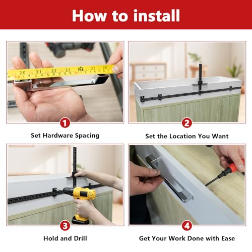 44" Max Cabinet Hardware Jig, with 16" Cabinet Handle Jig,Aluminum Alloy - color: Black