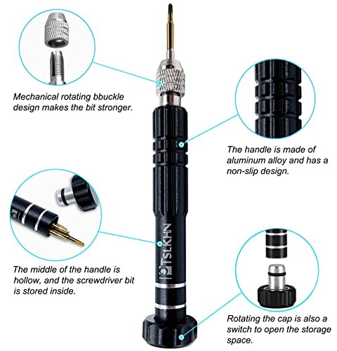 PTSLKHN Magnetic Screwdriver Kit, Black 5-in-1 Multifunctional Screwdriver | Magnetic, S2 Steel, For Eyeglass, Sunglasses, Electronics, Cellphone, Jewelry and More - color: Black