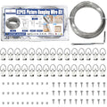 92PCS Picture Hanging Kit - 30 Feet Braided Hanging Wire, 30Pcs D Ring Picture Hangers with Screws and 30Pcs Aluminum Crimping Loop Sleeve for Canvas Paintings, Photo Frames