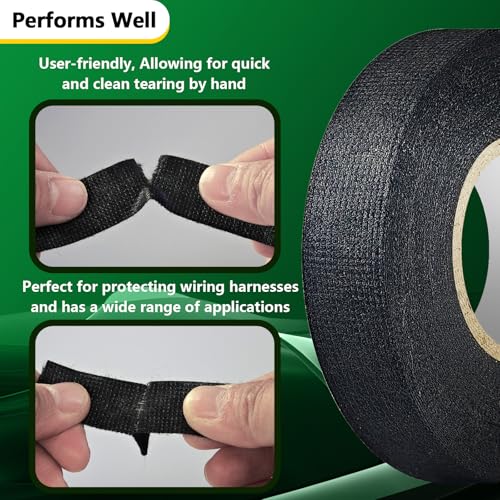 5 Rolls High Temp Wire Harness Tape (250FT Total) – OEM-Grade Automotive Cloth Fabric Tape for Engine Wiring Loom, Electrical Cable Protection & Noise Damping - 3/4 in x 50 ft - style: 5-pack
