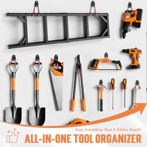 TONDA Garage Hooks, 20 Pack Wall Storage Hooks for Bike, Ladder and Tools - color: Orange