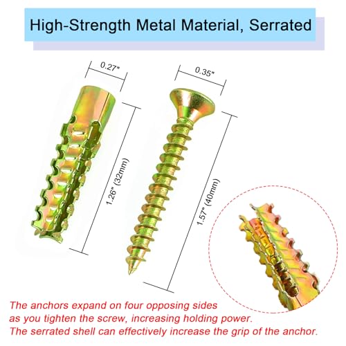 20Pack Hollow Wall Anchors with Screws, Loose Hinge Hole Repair Kits - size: 20 Pack
