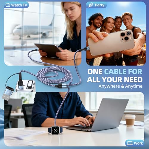 2026 Car Essentials 3 in 2 Multi Charging Cable for iWatch/CarPlay Cable - color: Pale_Blue, size: 2PCS&5FT