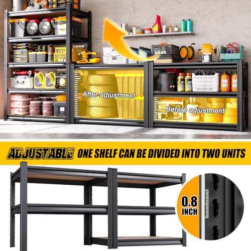 71" H x 28" W x 12" D Garage Shelving for Home & Garage Organization, 5-Tier Adjustable Metal Storage Rack for Tools, Storage Bins & Household Essentials, Utility Shelf for Garage, Pantry - size: MDF/28"Wx12"Dx71"H