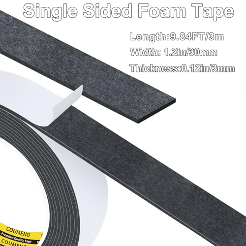 Black Foam Tape Weather Stripping Sealing Sponge,1.2in x 9.84FT - color: Black, size: 1.2in x 9.84FT