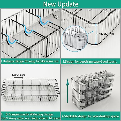 Cable Storage Boxes Organizers 2 Pack,Cord Charger Case with 20pcs Ties