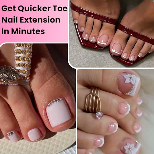 GlimightyX Polygel Toenail Kit, Clear White Pink with Toe Dual Nail Forms - color: 01-3 Colors Basic Polygel Toenail Kit