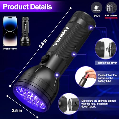 Vansky Air Conditioner Leak Detector: Professional Car Tool 68 LED Automotive AC UV Dye Leak Detection Kit with Protective Glasses - style: 68 LED