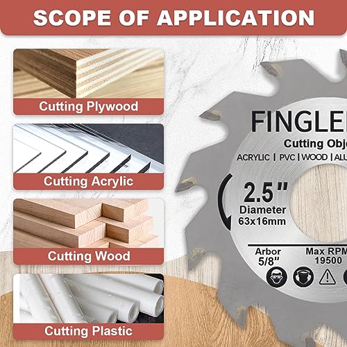 2.5Inchx12Tx5/8 Wood Cutting Circular Saw Blade Mini Circular Saw，Fine-Finish Trim Rip Crosscut, ATB TCT Tungsten Carbide Tipped (3PCS 2.5inch)