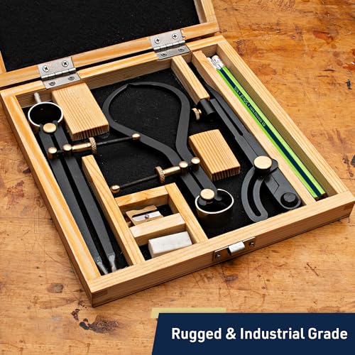 Kings County Tools Industrial Caliper and Woodworking Compass Set, 7-Piece