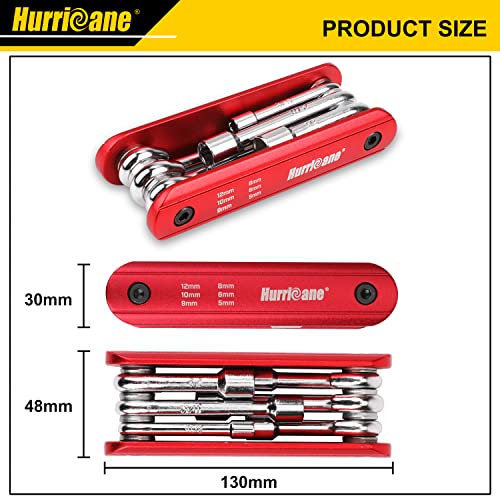 HURRICANE 6 in 1 Folding Nut Driver Set Metric, Hex Nut Driver Set, Folding Socket Wrench, Cr-V Steel Shank, Portable Premium Aluminum Handle. Easy to Carry Out. 5mm, 6mm, 8mm, 9mm, 10mm, 12mm - size: 5mm, 6mm, 8mm, 9mm, 10mm, 12mm