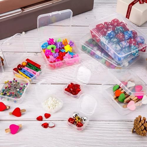 24 Packs Small Clear Plastic Beads Storage Containers Box with Hinged Lid for Storage of Small Items, Crafts, Jewelry, Hardware(3.3 x 3.3 x 1.2 Inches) - size: 3.3 x 3.3 x 1.2 in