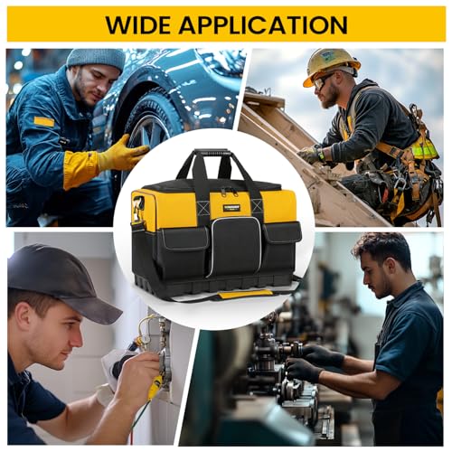 WINHUNT Tool Bag, 16-inch Tool Organisers, 600 Denier Large Tool Bag for Home DIY & Equipment Storage, Yellow and Black (40cm/16inch)