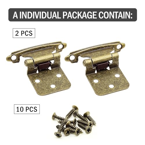 50 Pack (25 Pairs) Kitchen Cabinet Hinges Overlay Antique Brass - color: Antique Brass, size: 50 Pack (25 Pairs)