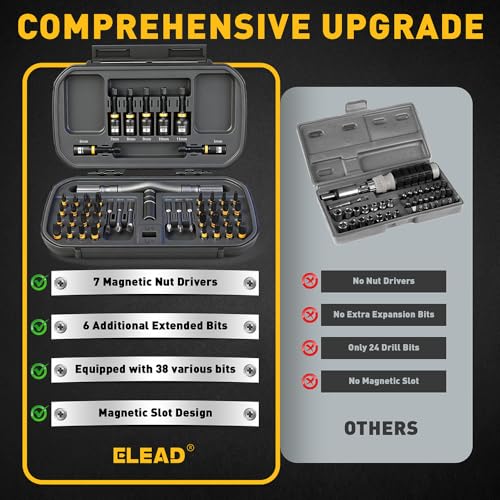 46 in 1 Magnetic Ratchet Screwdriver Set, Multi-Bit Screwdriver Kit, Nut Driver Set, Detachable Ratchet Handle with Storage Case, Repair Tool Kit for Furniture, Computer, Bicycle - size: 46-Piece