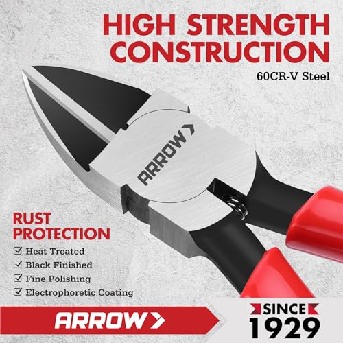 ARROW 7" Precision Wire Cutters, Precision Flush Cut Diagonal Pliers (Pack of 2) - size: 7 Inch (Pack of 2)
