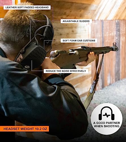 Upgrade Bluetooth 5.4 Shooting Ear Protection with Sound Amplify Electronic Digital Safety Ear Muffs Slim Hearing Protector for Shooting Hunting Gun Range (Black) - style: Bluetooth Earmuffs(black)