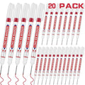 20 PCS Long Head Deep Hole Marker Pens,20mm Long Nib Marker,Longs Nose Markers,Waterproof Construction Markers Marking Tool,Permanent Markers Carpenter Ink marker Pens,Metal marking Pens,Red - color: 20PCS-20MM Red