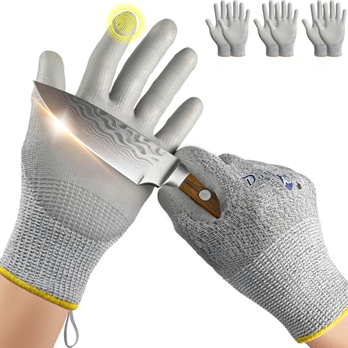 Dowellife Cut Resistant Work Gloves for Men & Women - ANSI A5 & EN388 Level 4, Breathable PU Coated, Grey Non-Marking - for Gardening, Fishing, Automotive, Construction, Wood Carving (X-Large, Grey) - size: X-Large (Pack of 3)
