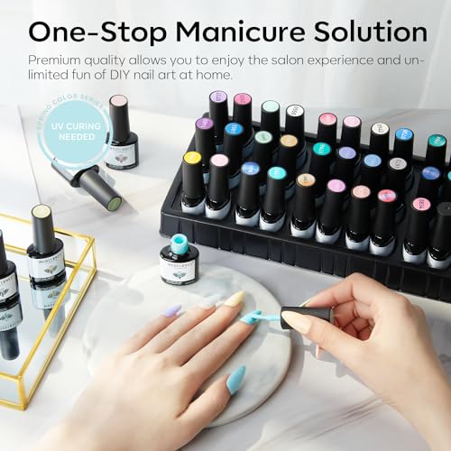 modelones Gel Nail Polish Set Neon Glitter 24PCS 20Colors Hot Pink Magenta - color: A Spring Macaron