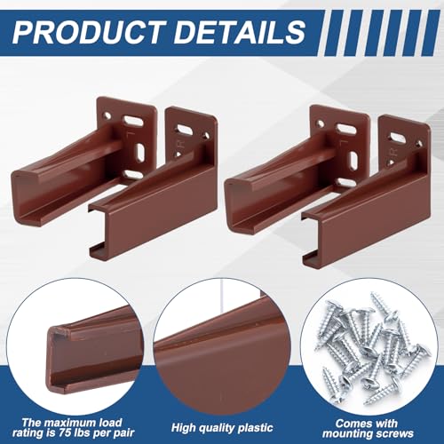 Chunful 2 Pair Rear Drawer Track Socket Back Plates Mounting Brackets,Brown - color: Brown