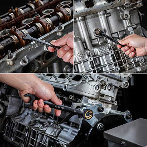 WORKPRO 9-Piece Anti-Slip Ratcheting Combination Wrench Set, SAE 1/4"-3/4" - style: SAE