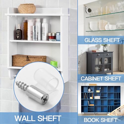 12pcs Screw in Shelf Pins with Anti-Slip Clear Sleeve, Nickel Plated Shelf Pegs Cabinet Shelf Holders Shelf Support Pegs, Small Shelf Brackets Phillips Head Pegs for Shelves - color: Clear Sleeve