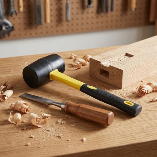 3 PCS Rubber Mallet Hammer Set (8oz/16oz/32oz), Rubber Mallet Heads with Non-Slip Fiberglass Handle for Woodworking, Flooring and Tent Stake Installation - size: 8oz/16oz/32oz