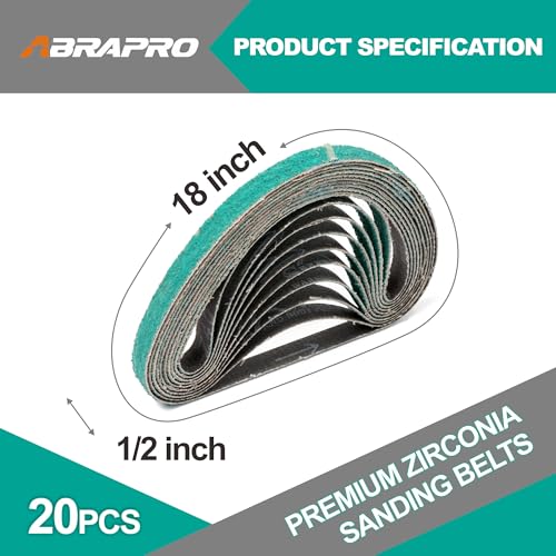 20 Pcs 1/2" x 18" Premium Zirconia Sanding Belts for Belt Sander, 40 Grit - size: 20 pcs - 40 Grit