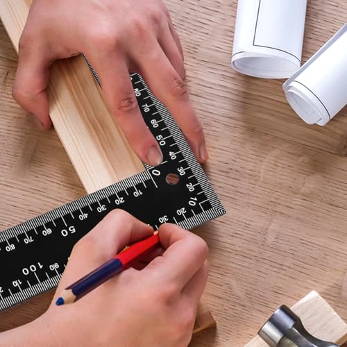 Professional 8x12 Inch Carpenter Square - Heavy-Duty Carbon Steel Framing Tool with Dual-Scale (Imperial/Metric), Rust-Resistant Right Angle Ruler for Carpentry, Roofing & Layouts - color: Black