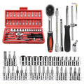 Jinora 46 Pcs 1/4 inch Drive Socket Ratchet Wrench Set with Bit Socket Set Metric and Extension Bar for Auto Repairing and Household