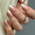 CurvLife Medium Almond Press On Nails, Pink White Ombre, Soft Gel - color: Pink-white gradient