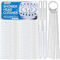 80 Pcs Shower Head Cleaner Tool–Showerhead Cleaning Brushes + Stainless Steel Picks, Small Hole Crevice Cleaning Brush for Shower Head, Shower Head Cleaner for Clog Removal & Hard Water Deposit(White) - color: White