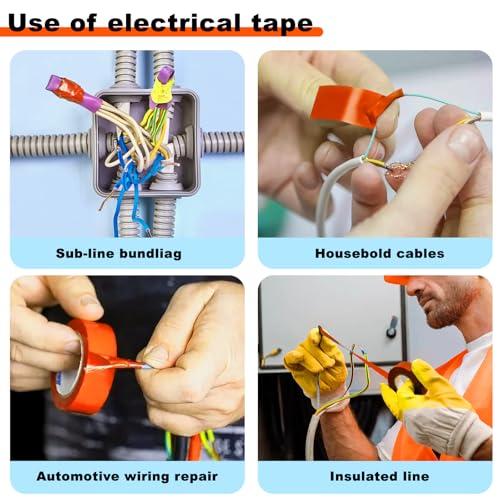 Romeda 9 Pack Electrical Tapes, Electrical Tape Water, Sun, and Oil Resistant, Electrical Tape is Suitable for Most Domestic, Commercial, and Industrial environments - Orange - color: Orange
