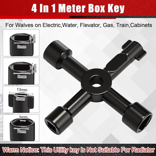 5 Pcs Angle Stop Wrench Kit Plumbing Tool, Compression Sleeve Puller for 1/2" Compression Fittings, Ferrule Puller Removal Tool for 1/2" Copper Tubing Nut, 4-way Multi-functional Utility Key - color: Red