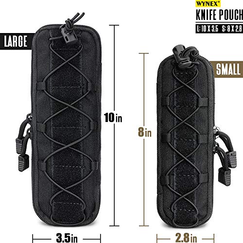 WYNEX Tactical Small Molle Pouch Nylon Knife Sheath for Belt Hunting Gear - color: Black - Large