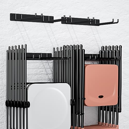 MOOMSINE Folding Chair Storage Rack for Garage, 2-Pack Heavy Duty Wall Mount Garden Tool Organizer, Utility Hooks for Lawn, Beach & Camping Chairs, Max Load 240 lbs - size: 16.5 Inch（2 Pack）